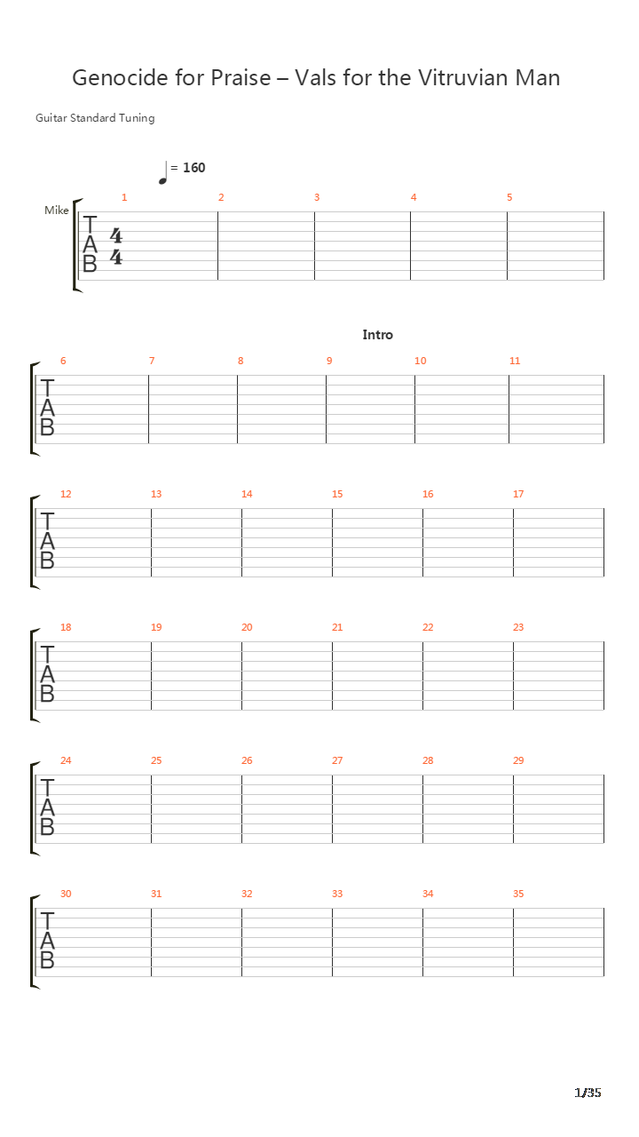 Genocide For Praise吉他谱