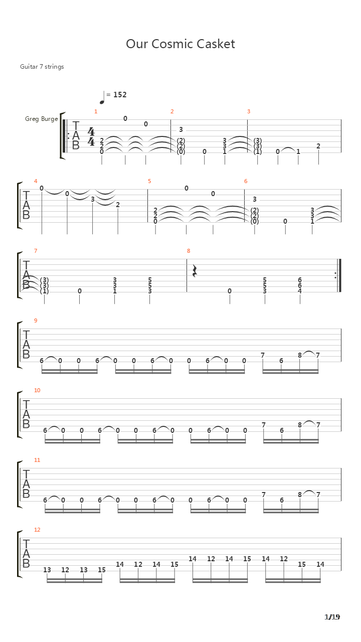 Our Cosmic Casket吉他谱
