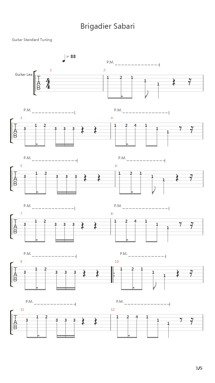 Brigadier Sabari吉他谱