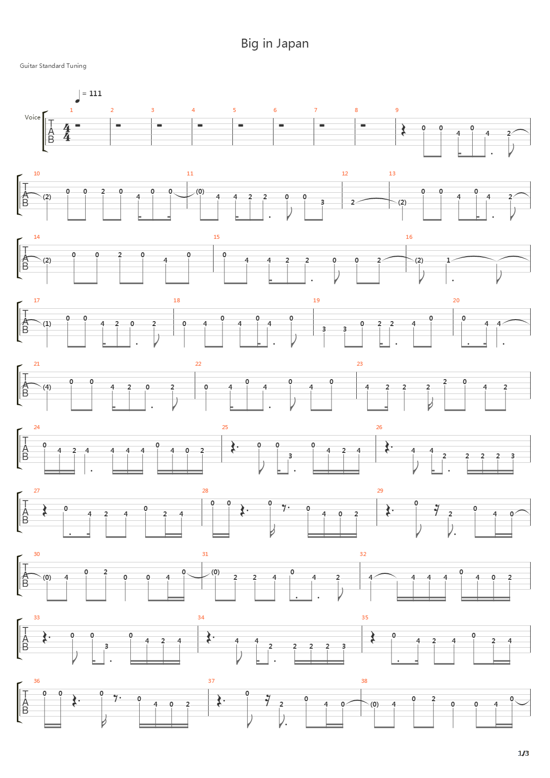 Big In Japan吉他谱