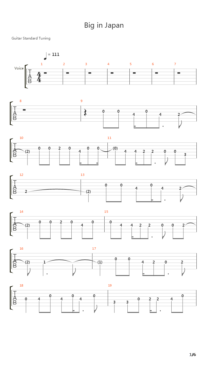 Big In Japan吉他谱