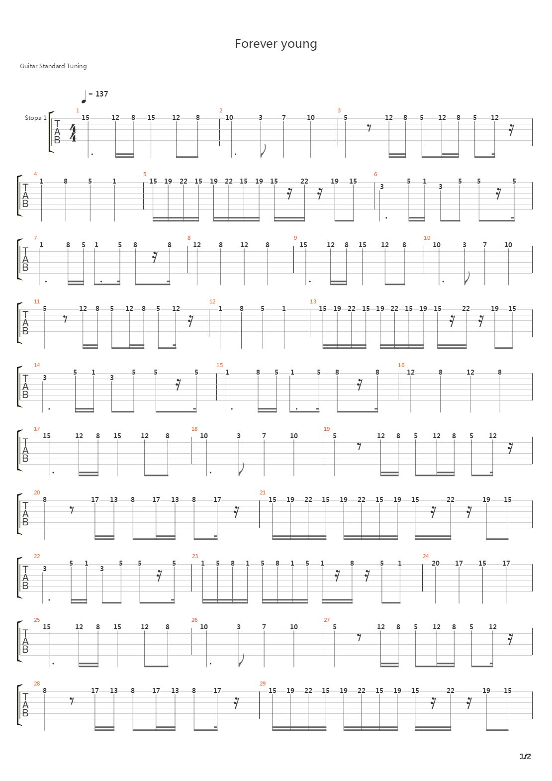 Forever Young吉他谱