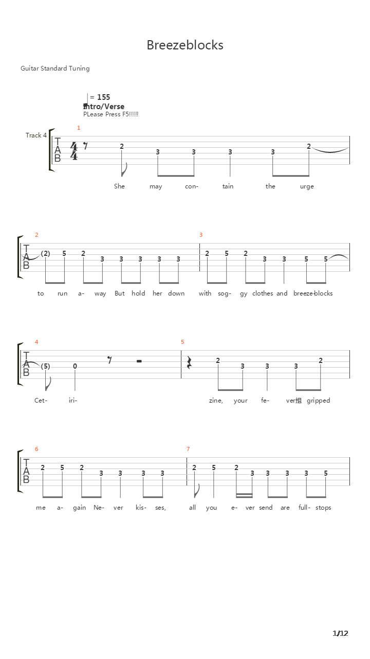Breezeblocks吉他谱