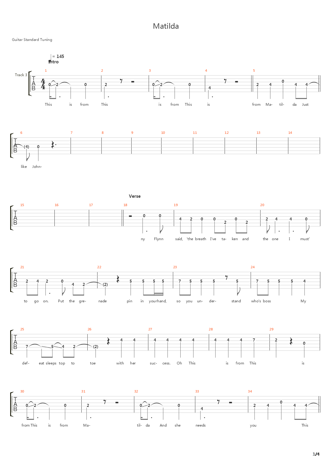 Matilda吉他谱