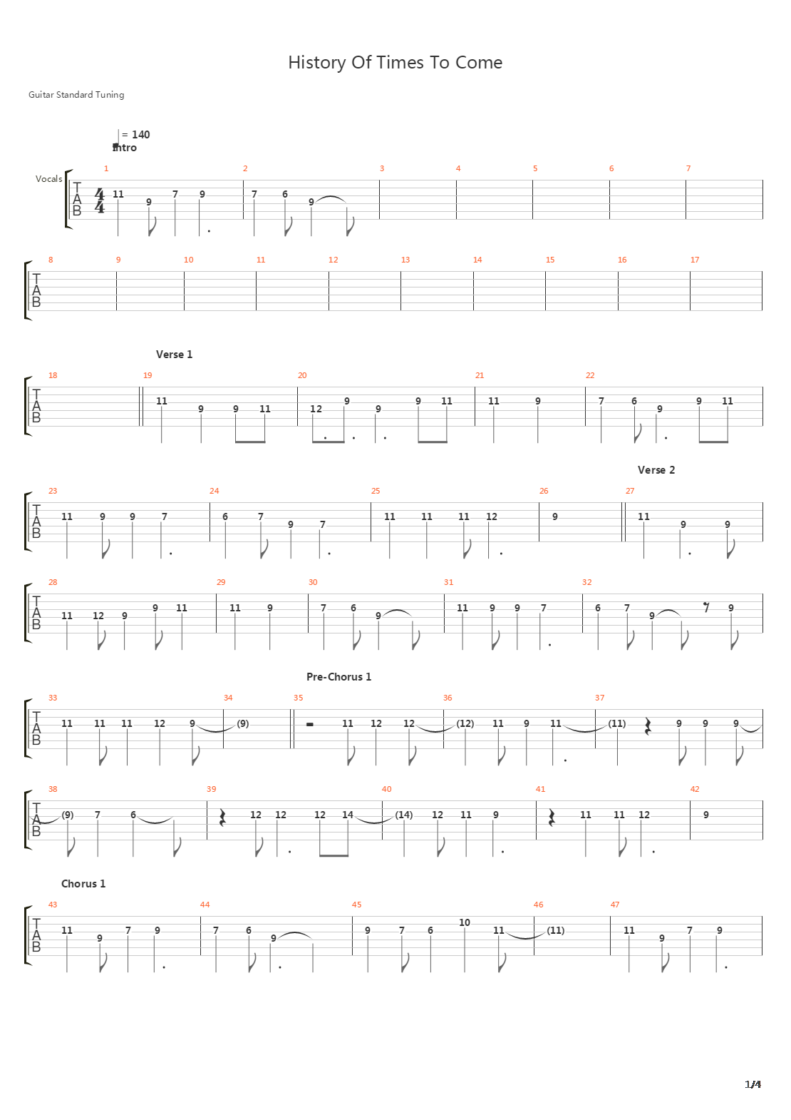 History Of Times To Come吉他谱