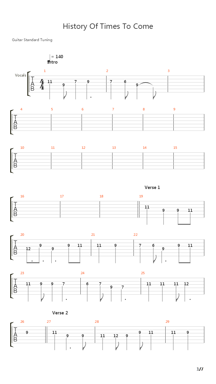 History Of Times To Come吉他谱