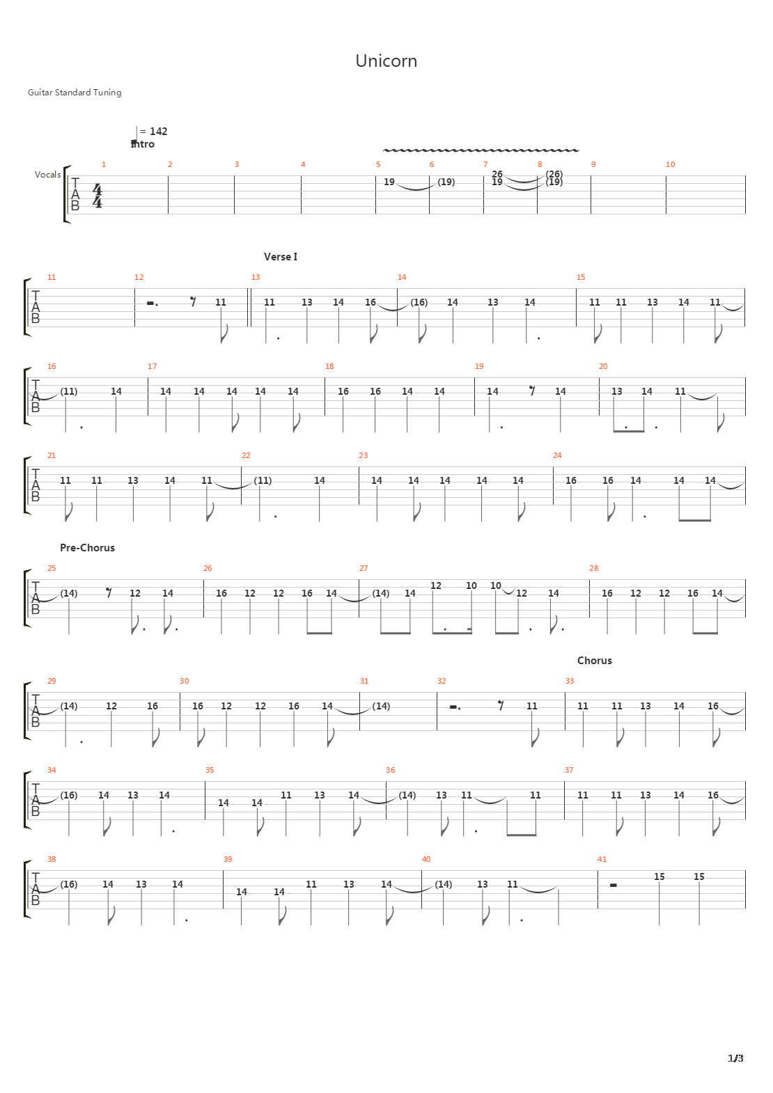 Unicorn吉他谱