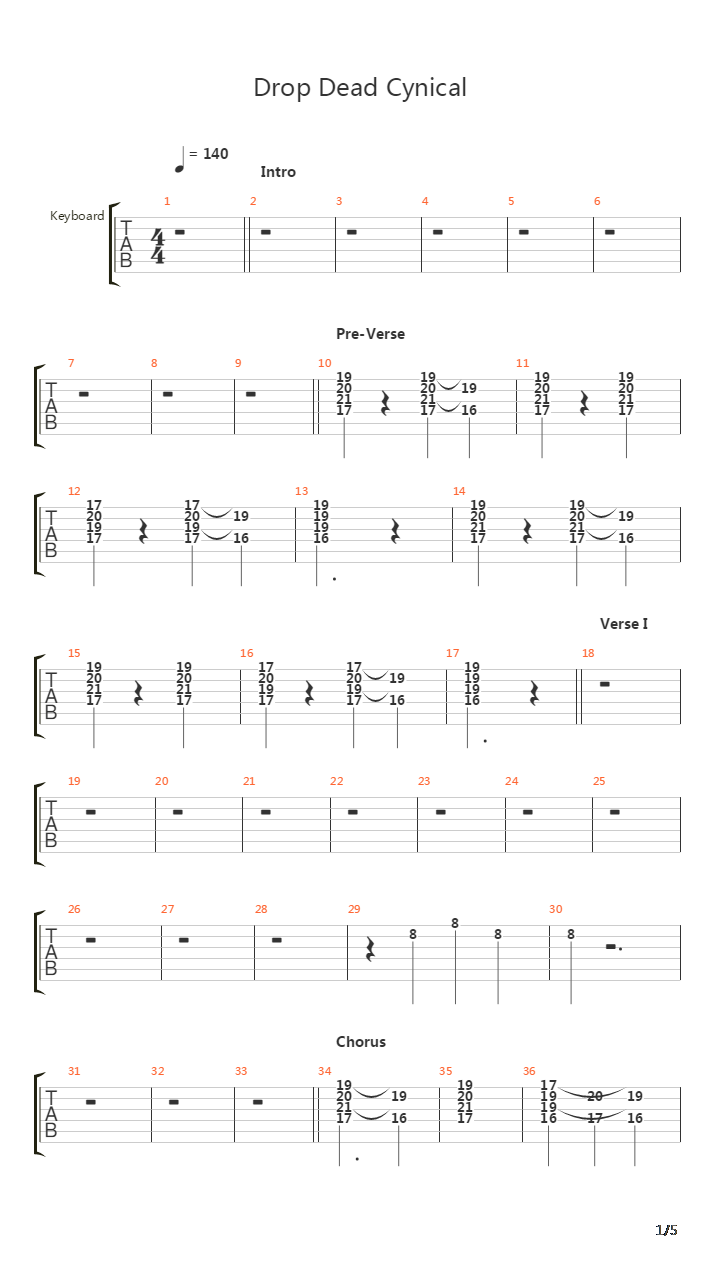 Drop Dead Cynical吉他谱
