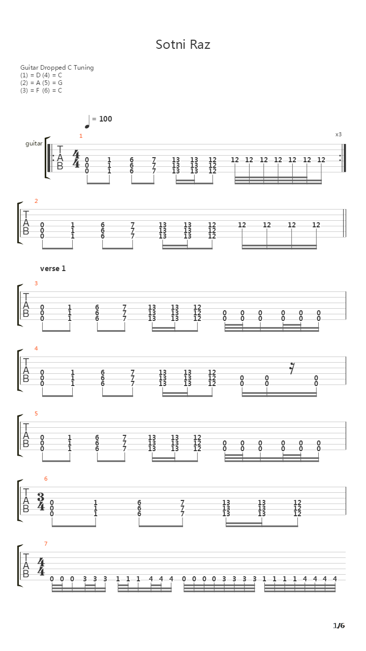 Sotni Raz吉他谱