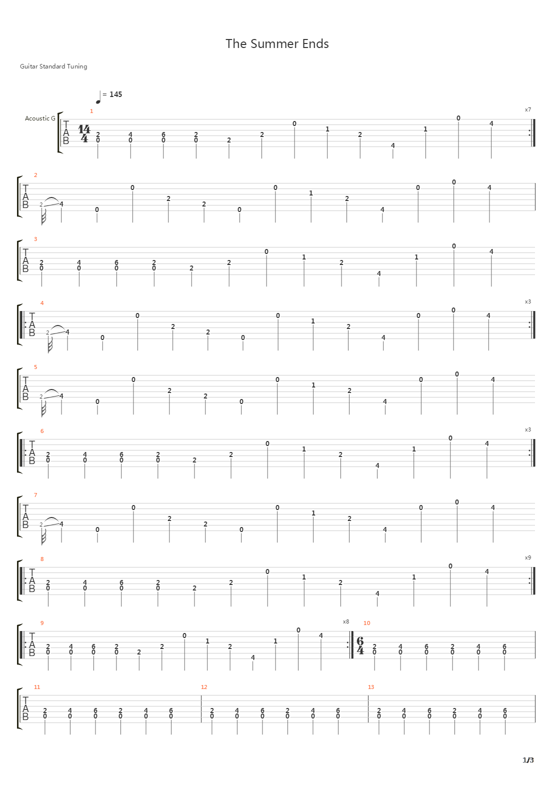 The Summer Ends吉他谱