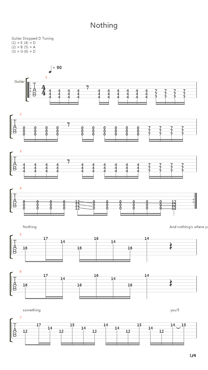 Nothing吉他谱
