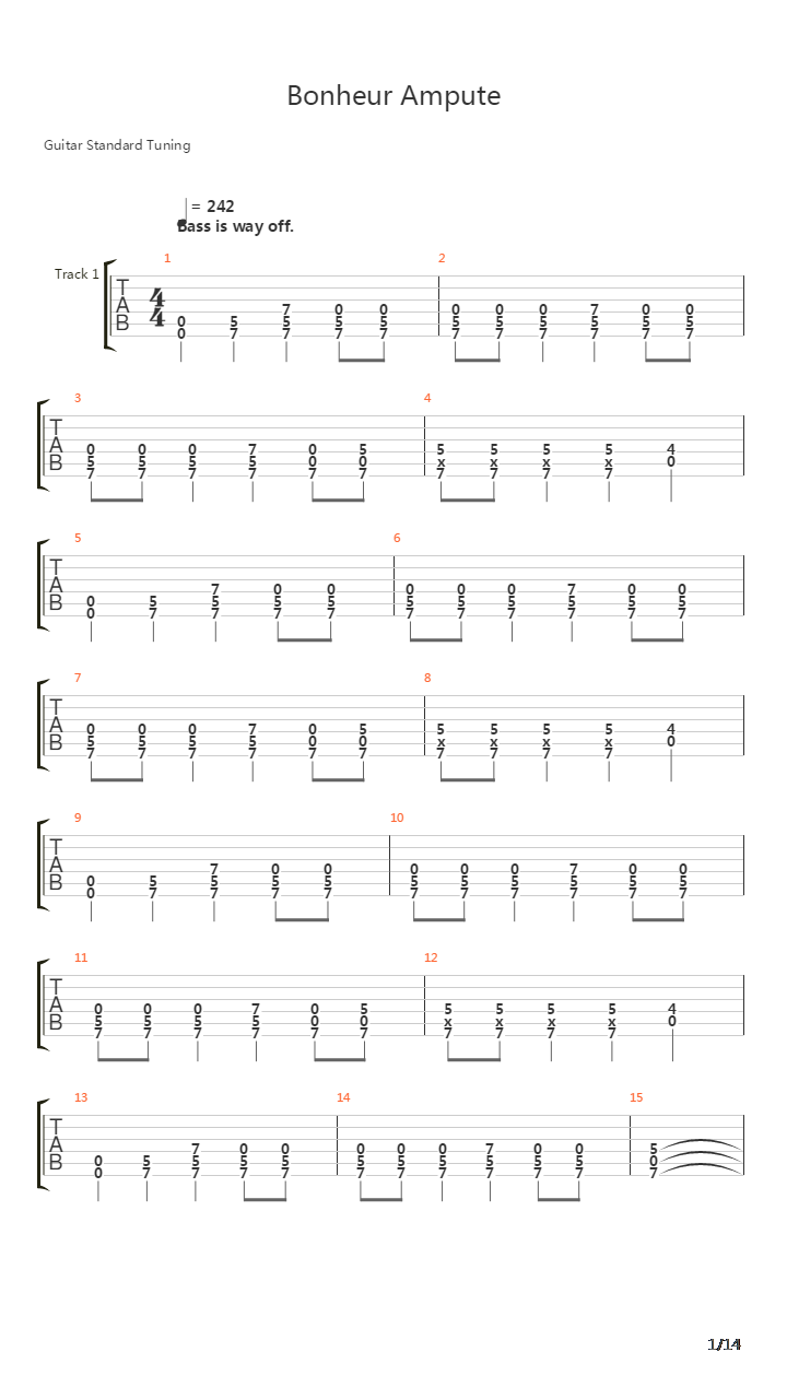 Bonheur Ampute吉他谱