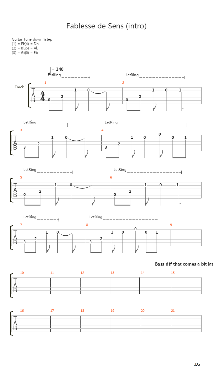 Fablesse De Sens吉他谱