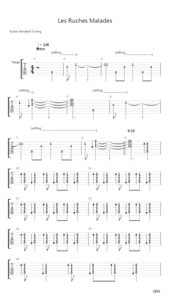 Les Ruches Malades吉他谱