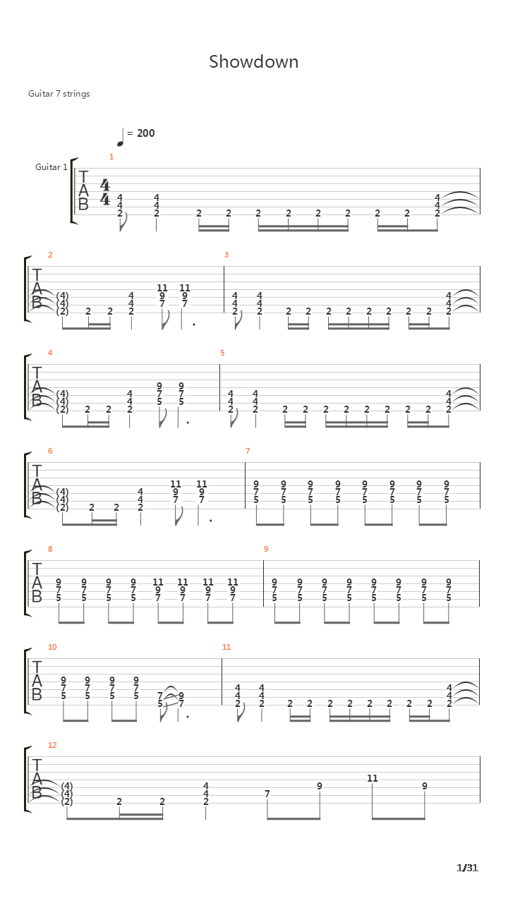 Showdown吉他谱