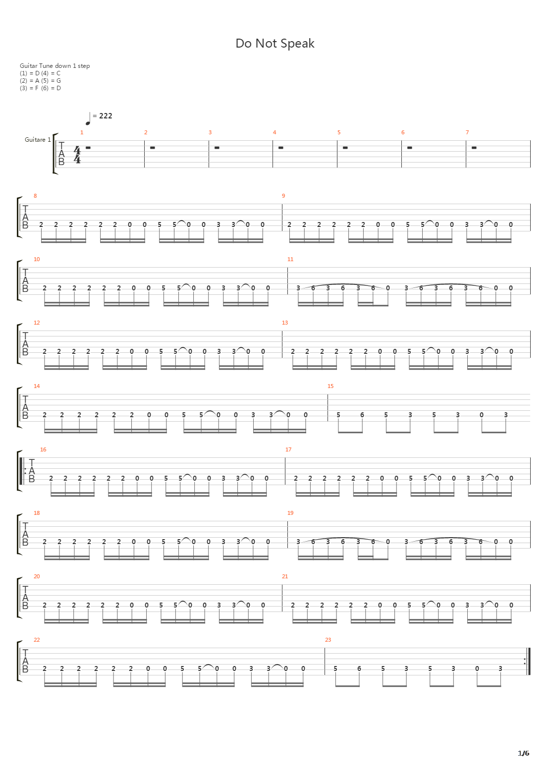 Do Not Speak吉他谱