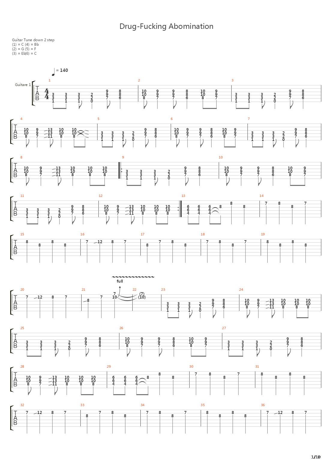 Drug-fucking Abomination吉他谱