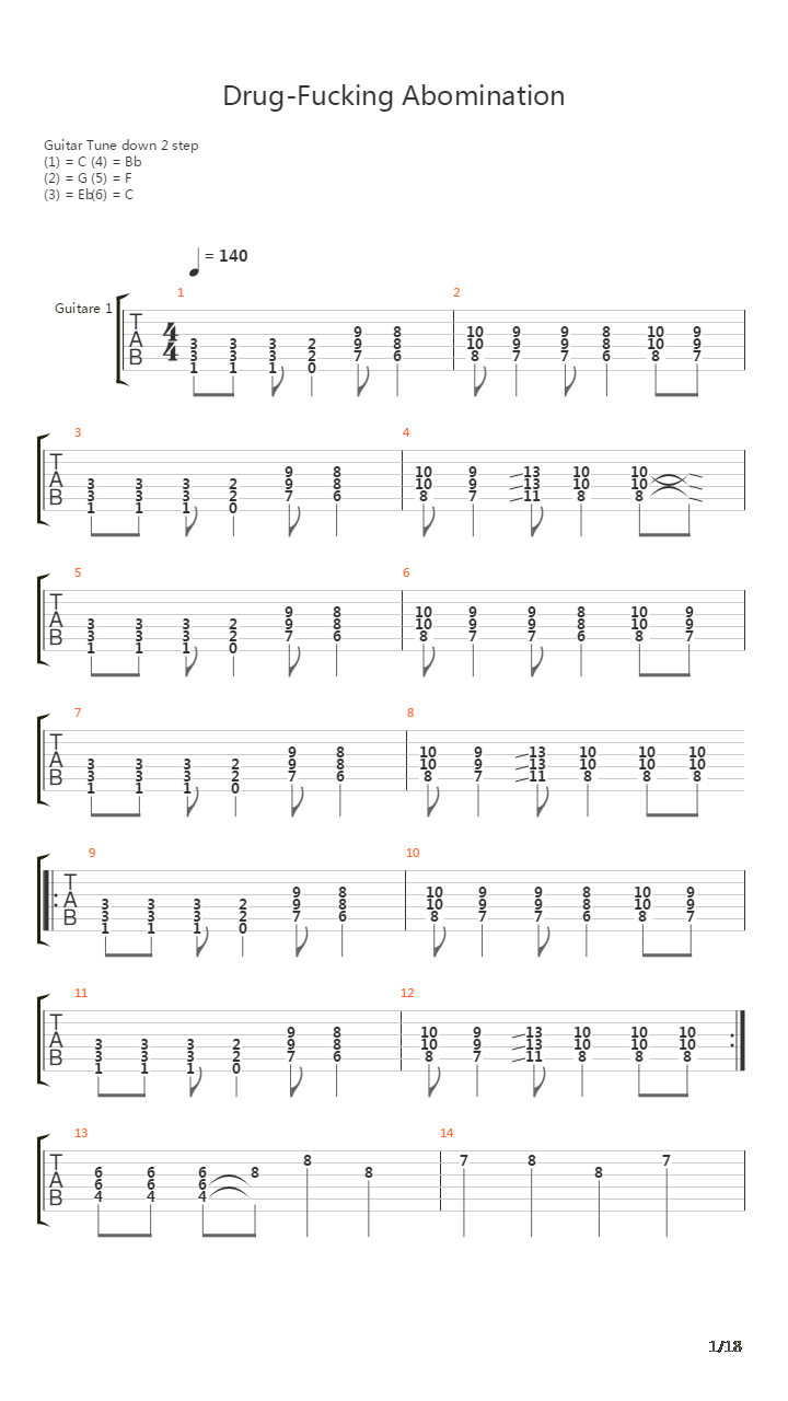 Drug-fucking Abomination吉他谱