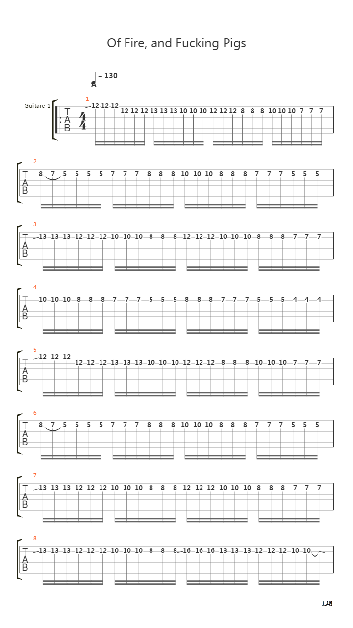 Of Fire And Fucking Pigs吉他谱
