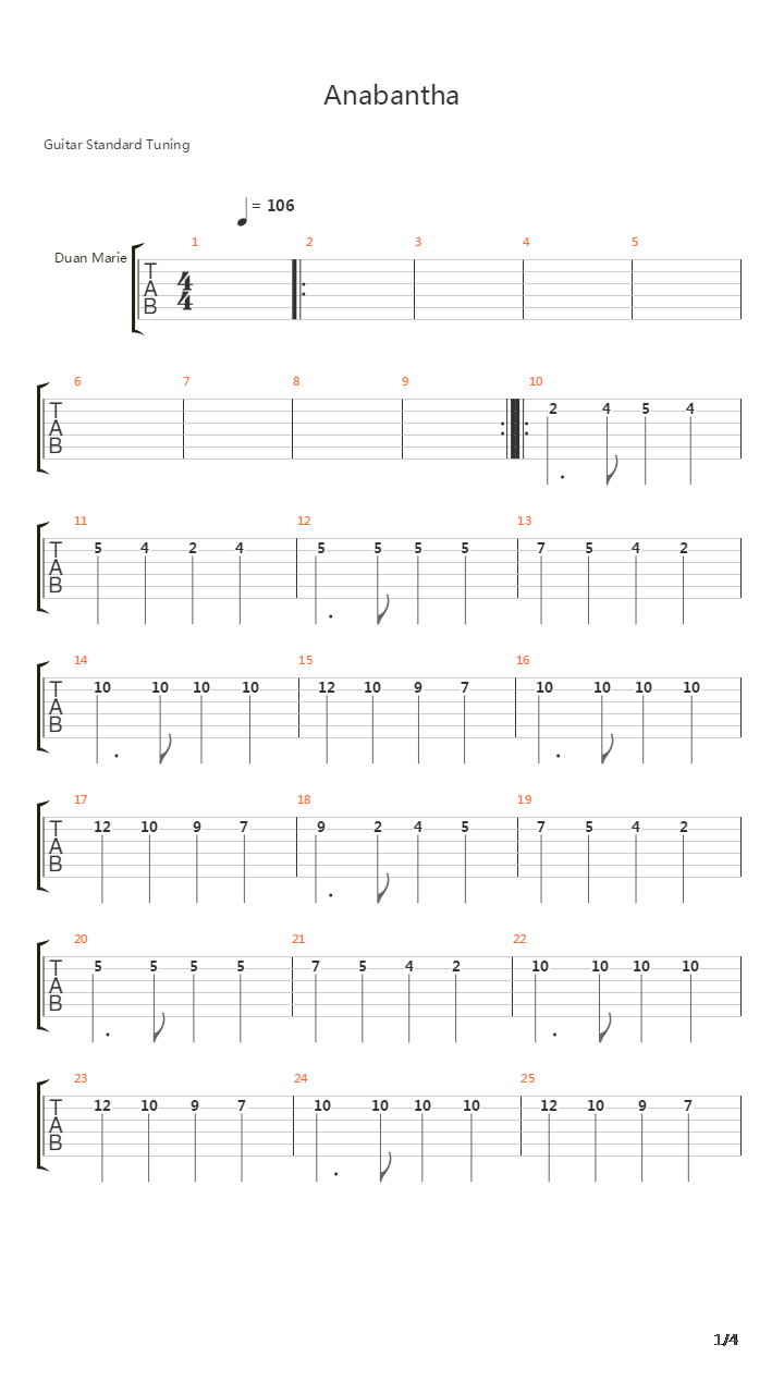 Anabantha吉他谱