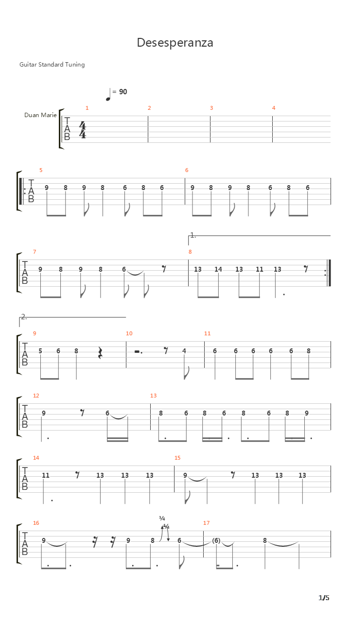 Desesperanza吉他谱
