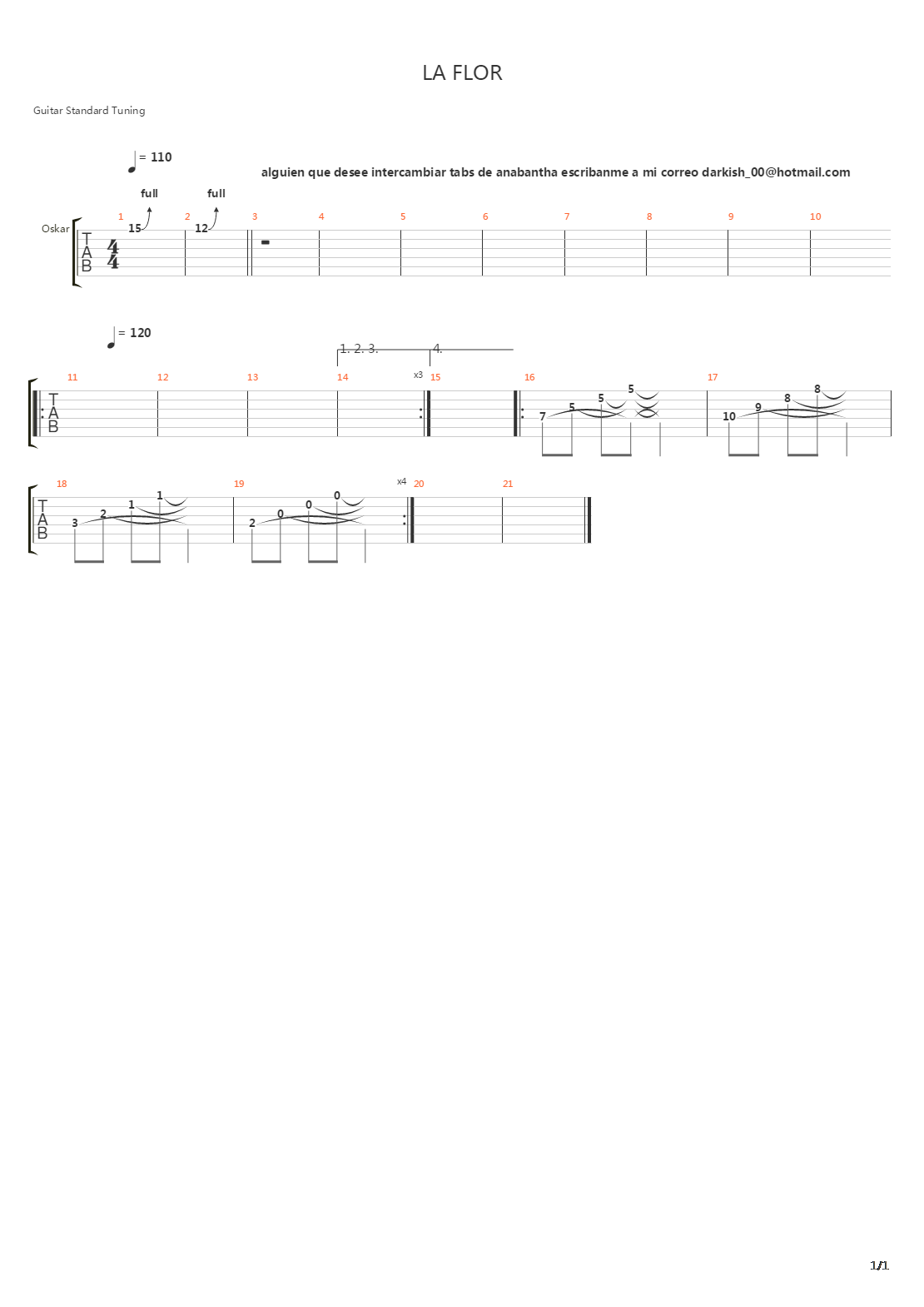 La Flor吉他谱