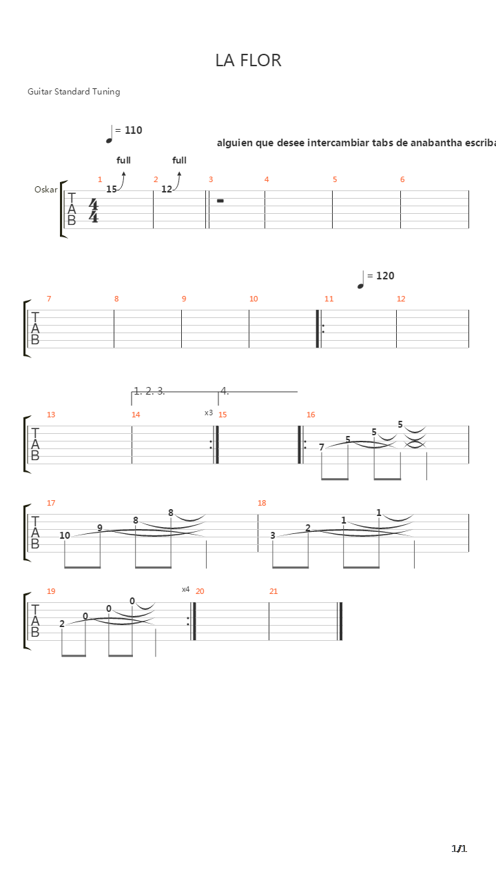 La Flor吉他谱