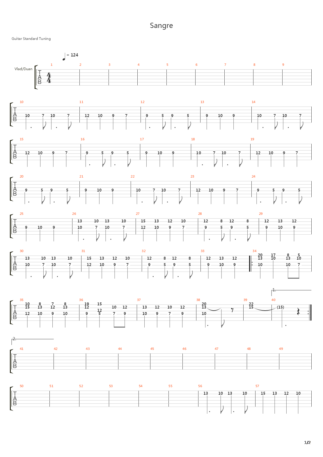Sangre吉他谱