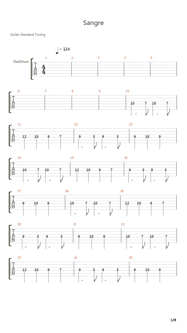 Sangre吉他谱