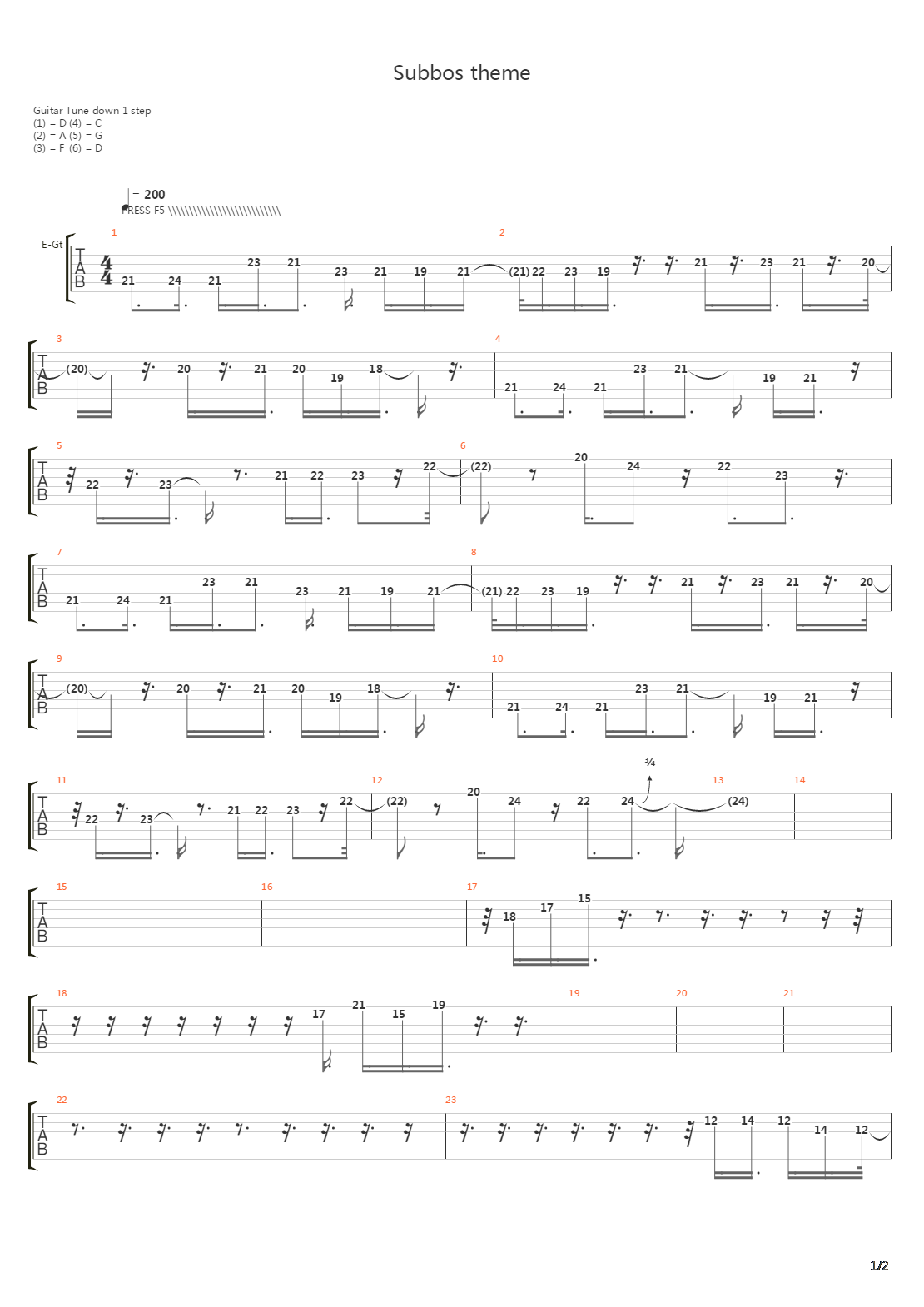 Subbos Theme吉他谱