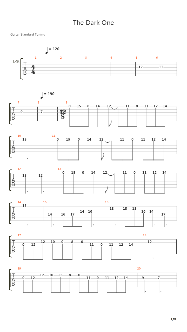 The Dark One吉他谱