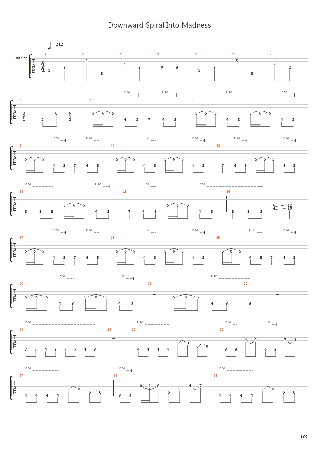 Downward Spiral Into Madness吉他谱