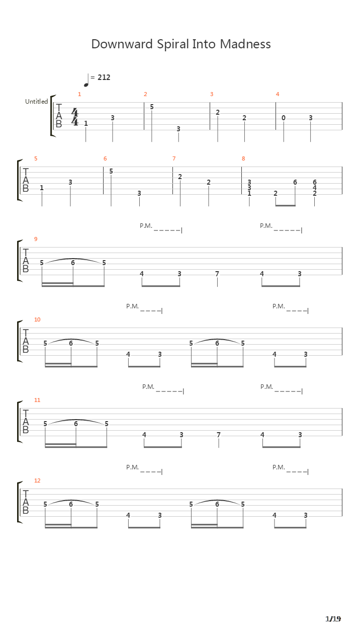 Downward Spiral Into Madness吉他谱
