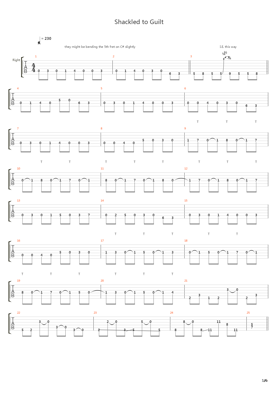 Shackled To Guilt吉他谱