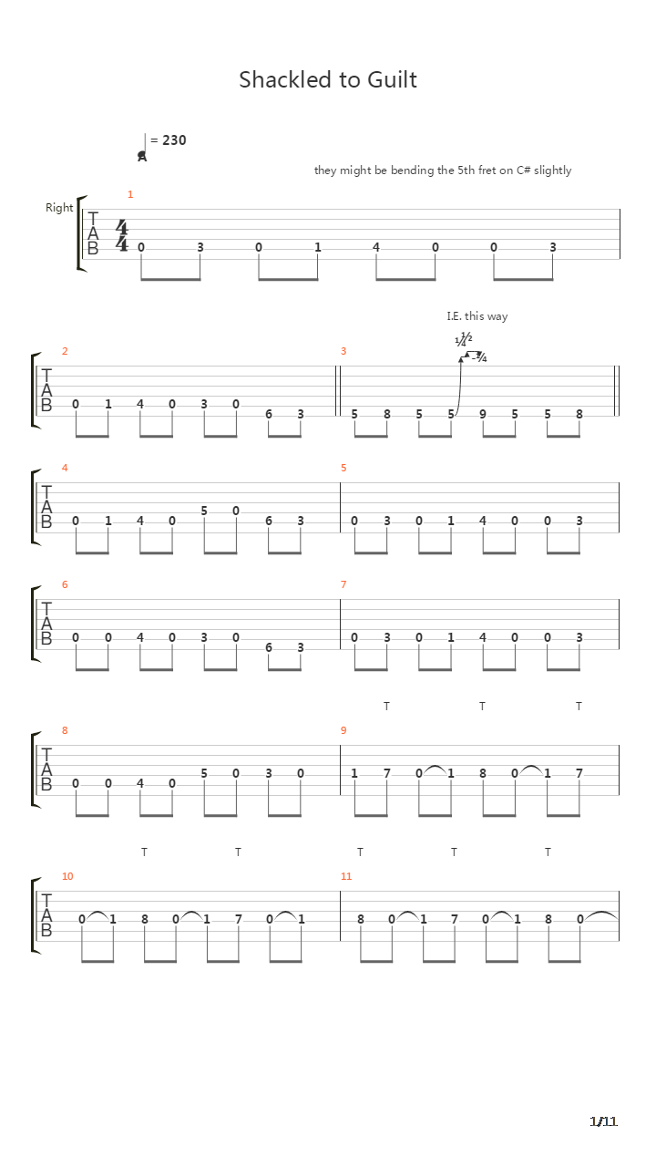 Shackled To Guilt吉他谱