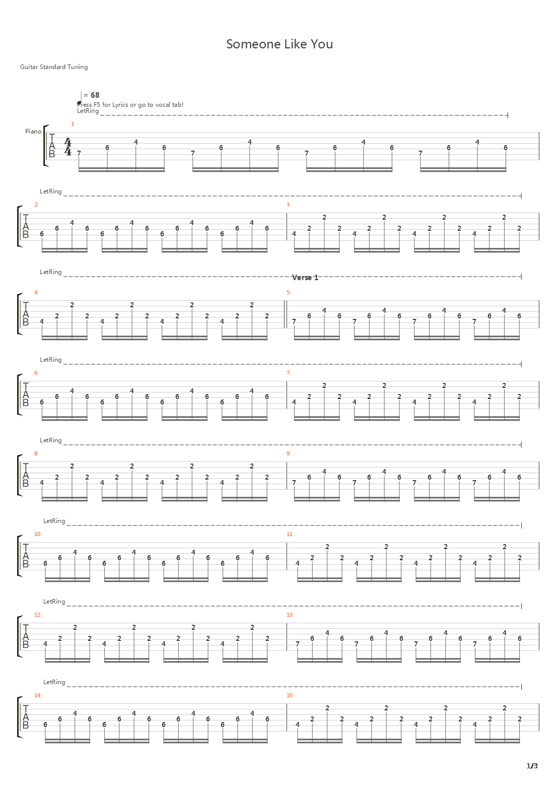 Someone Like You吉他谱
