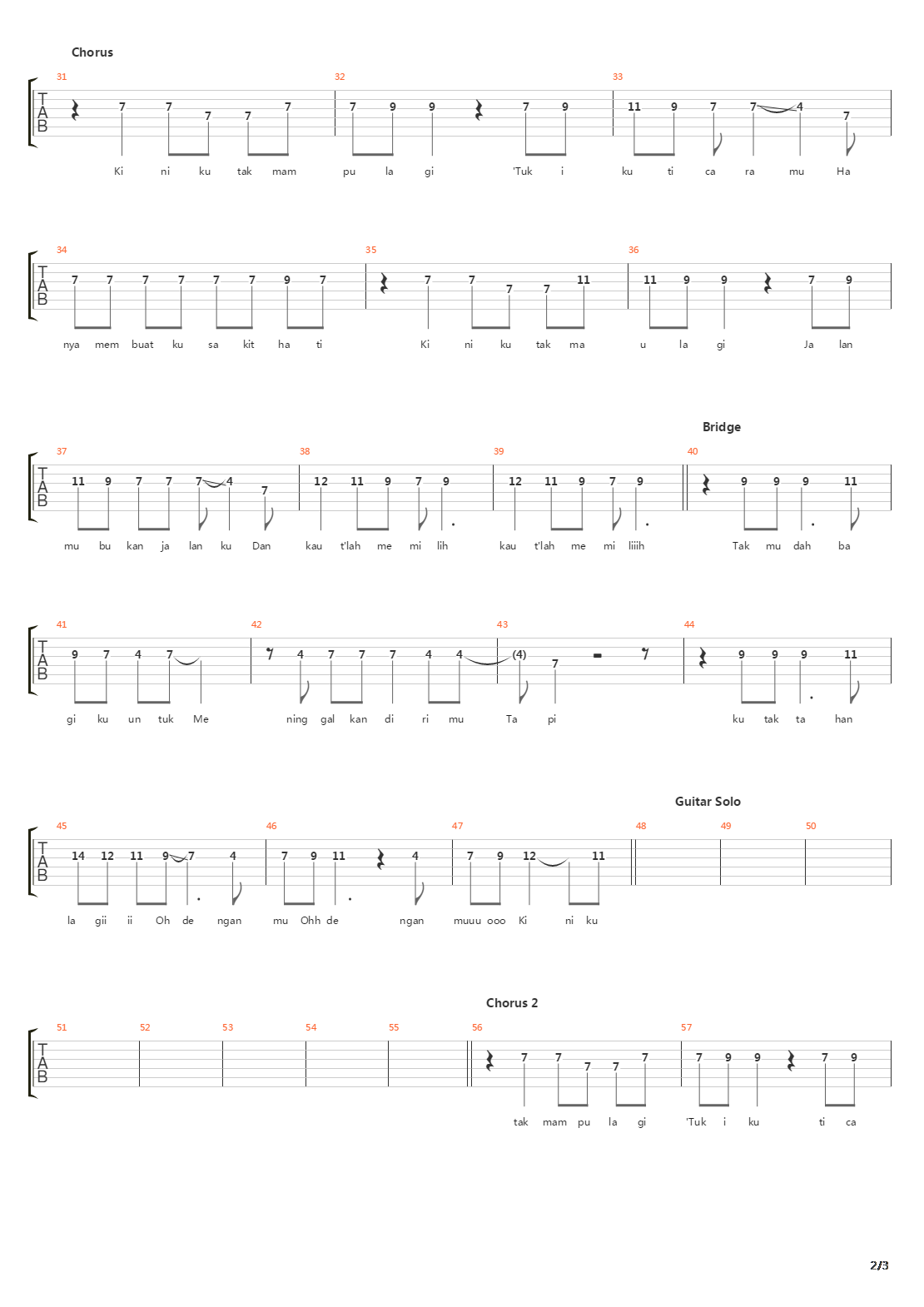 Jalanmu Bukan Jalanku吉他谱