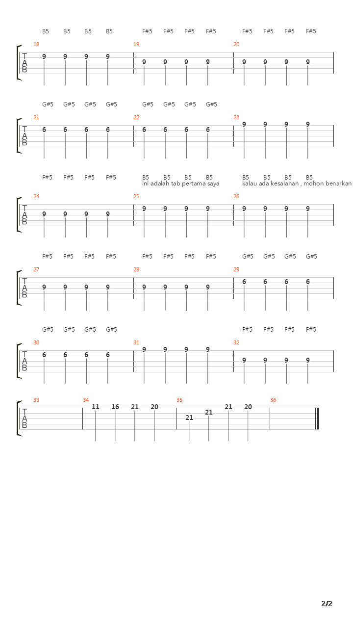 Main Hati吉他谱