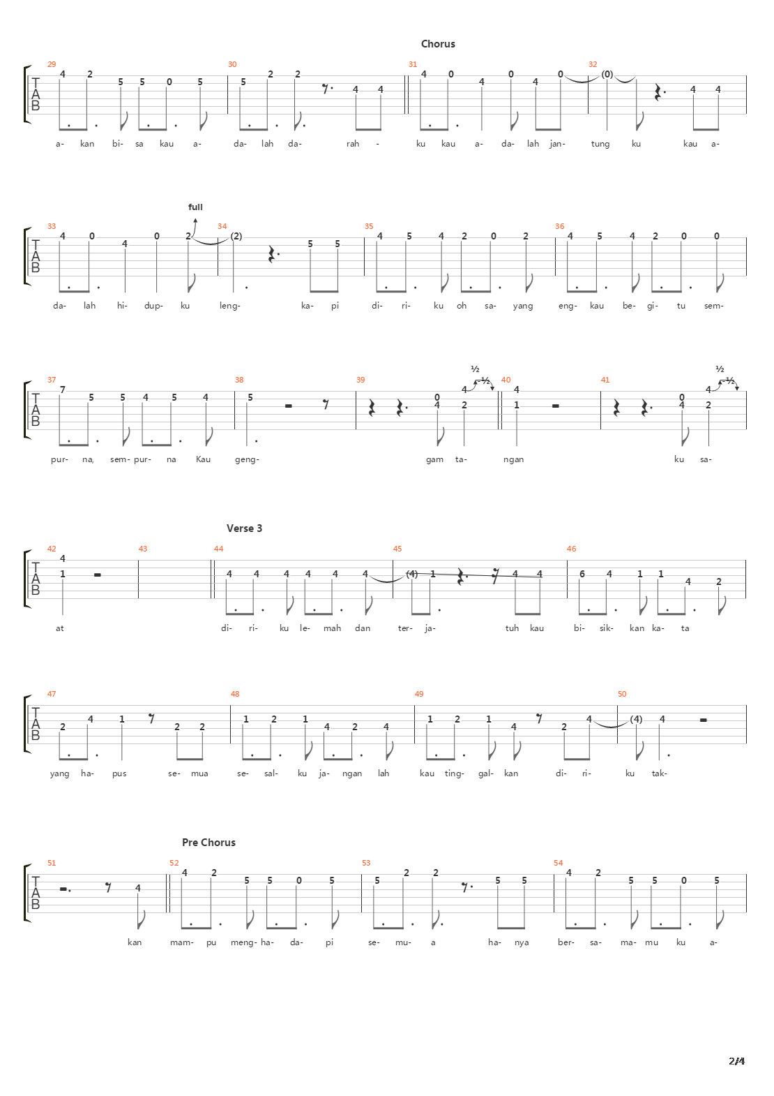 Sempurna吉他谱