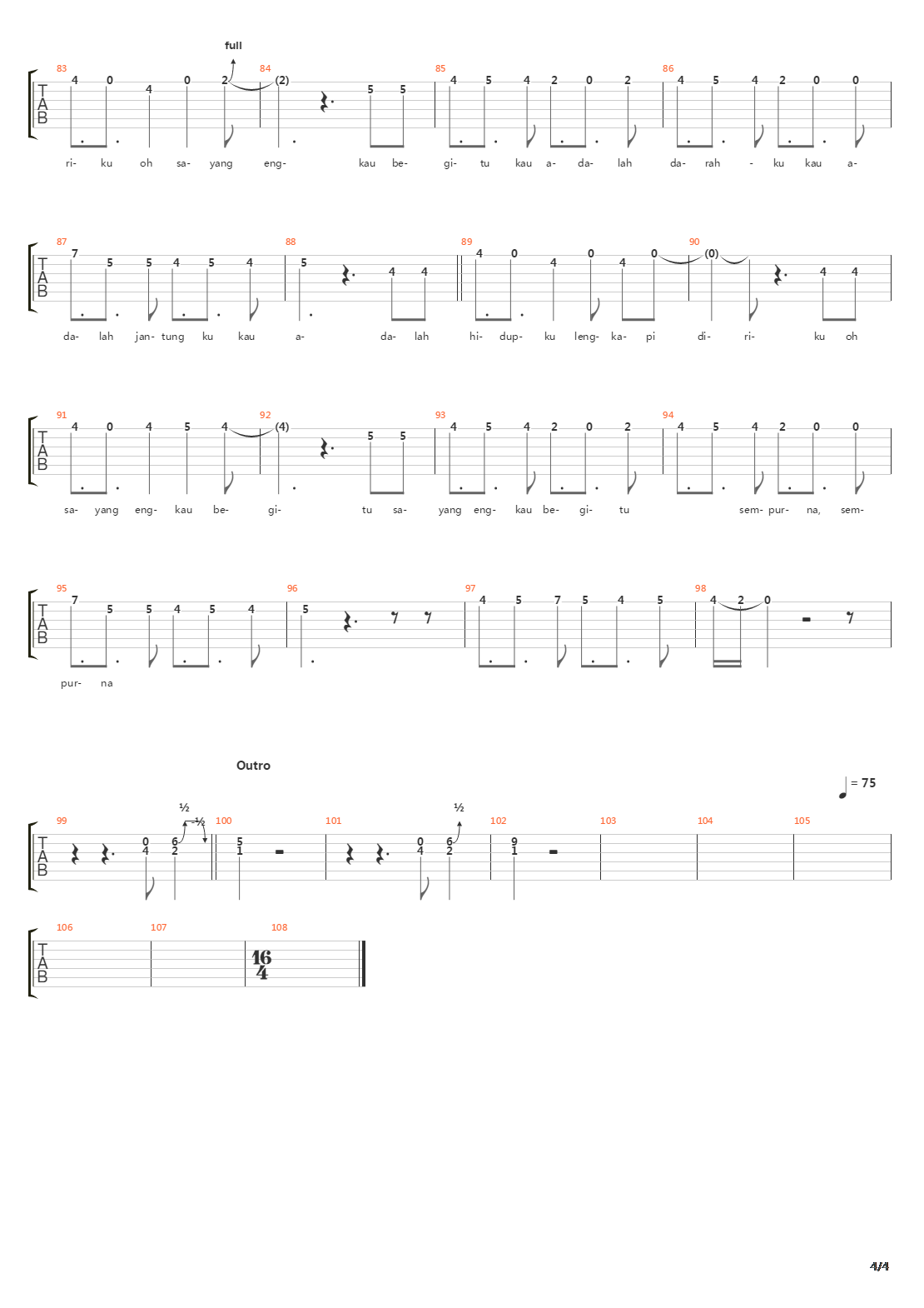 Sempurna吉他谱