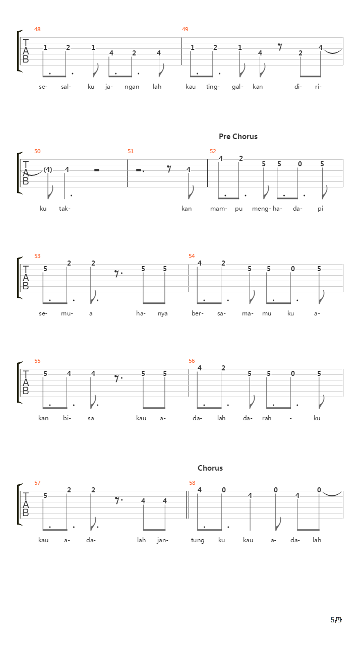 Sempurna吉他谱