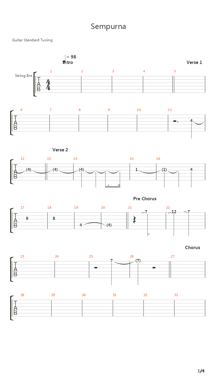 Sempurna吉他谱