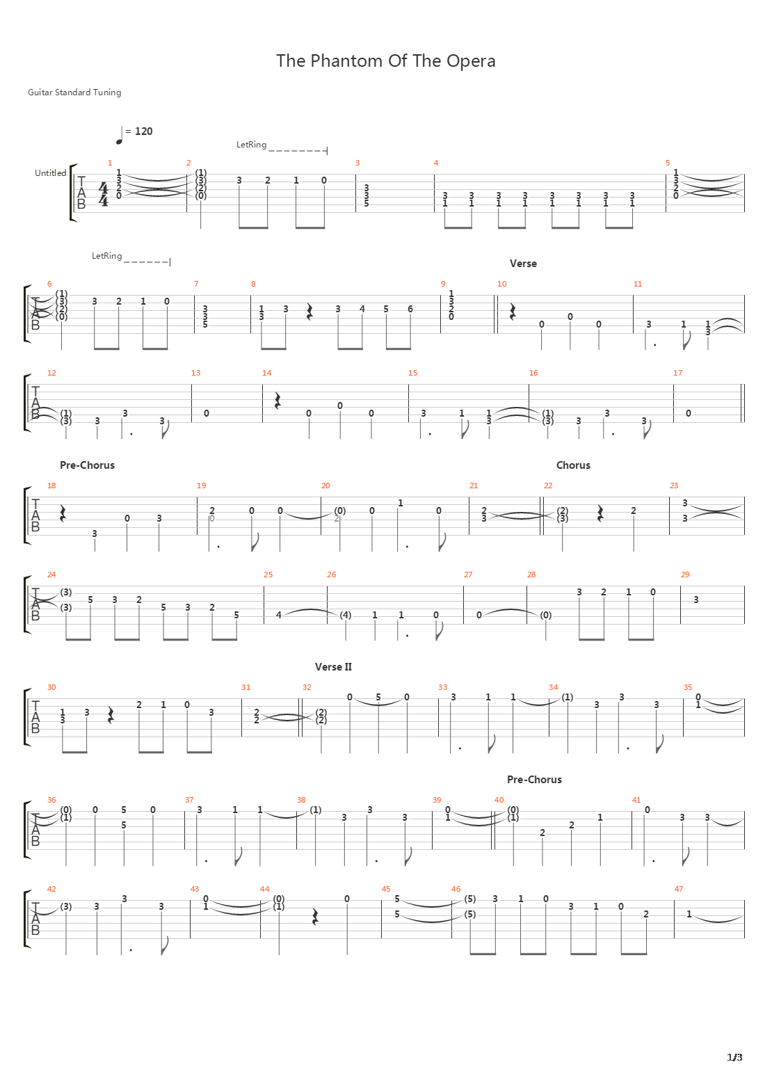 Phantom Of The Opera吉他谱