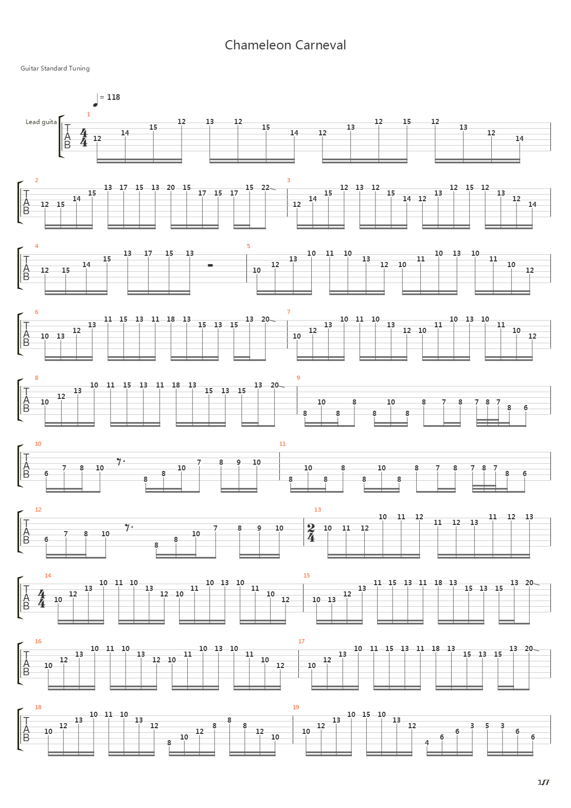 Chameleon Carnival吉他谱