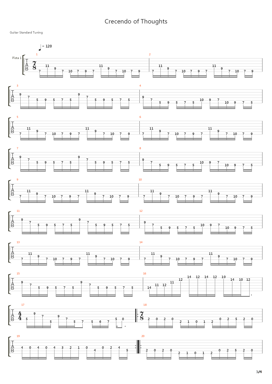 Crecendo Of Thoughts吉他谱