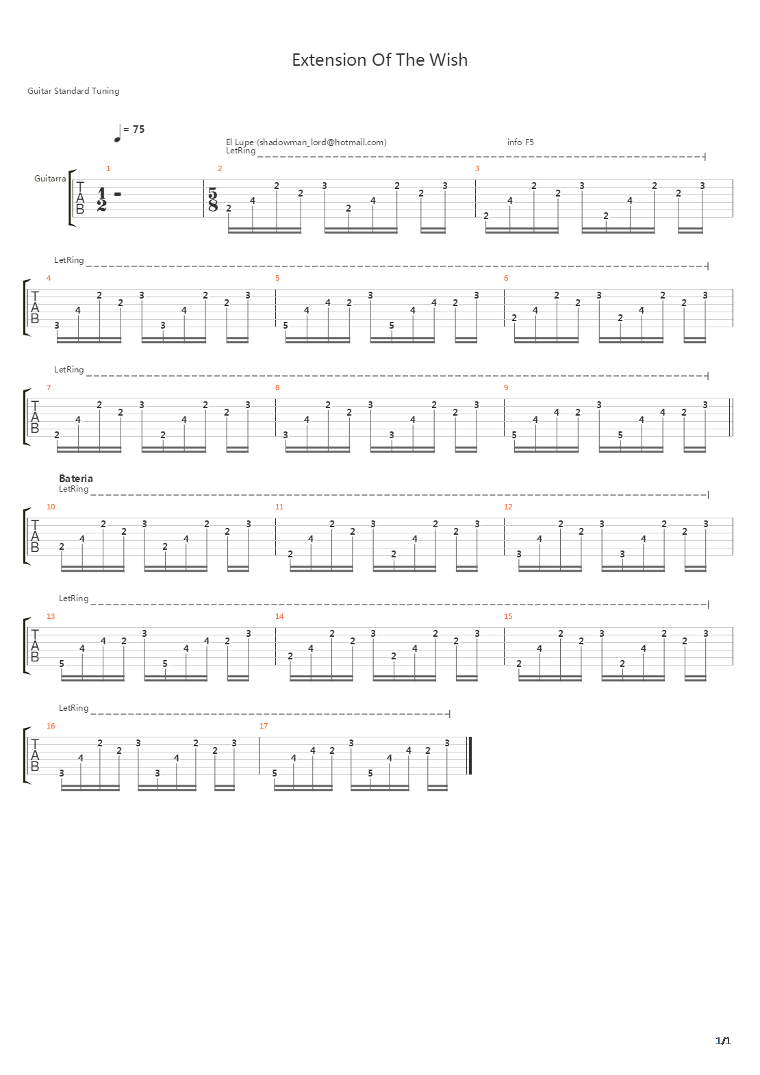 Extension Of The Wish吉他谱