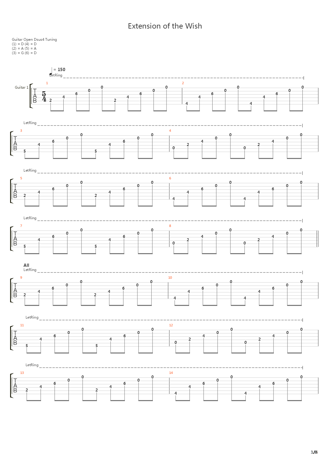 Extension Of The Wish吉他谱