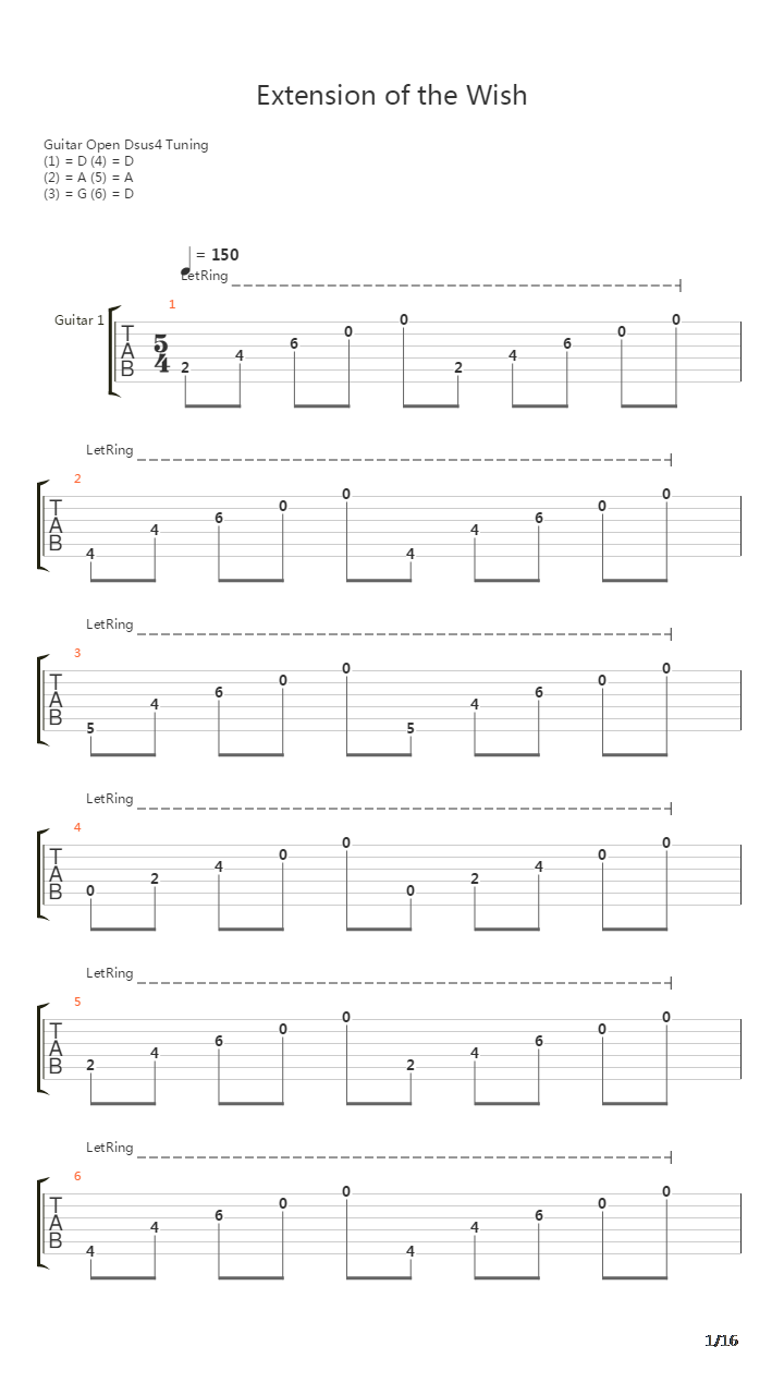 Extension Of The Wish吉他谱