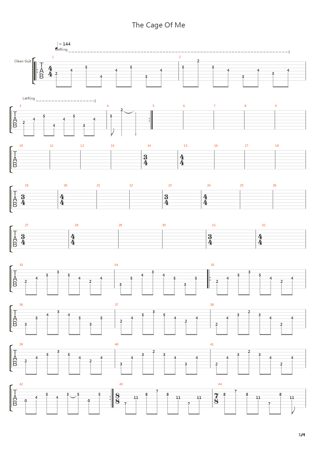 The Cage Of Me吉他谱