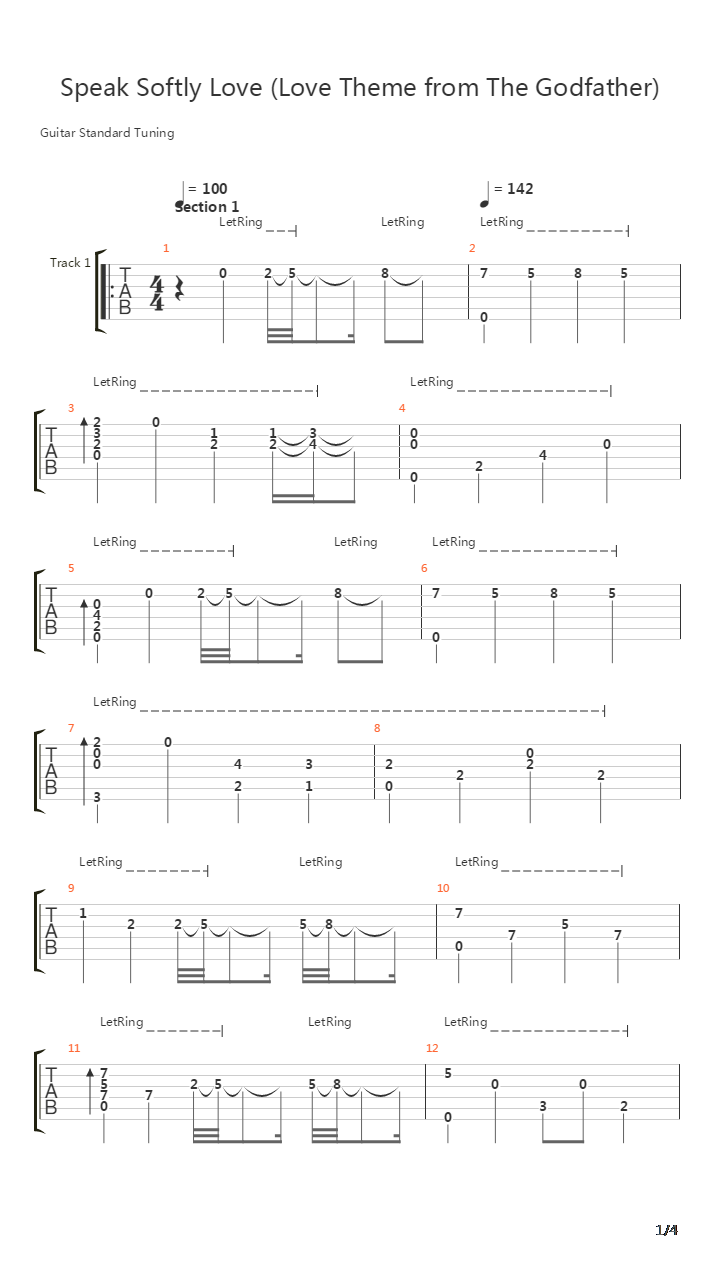 Speak Softly Love Love吉他谱